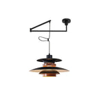 Lampada a sospensione – Metallo e legno – Nero – Altezza regolabile – Design scandinavo per sala da pranzo e soggiorno