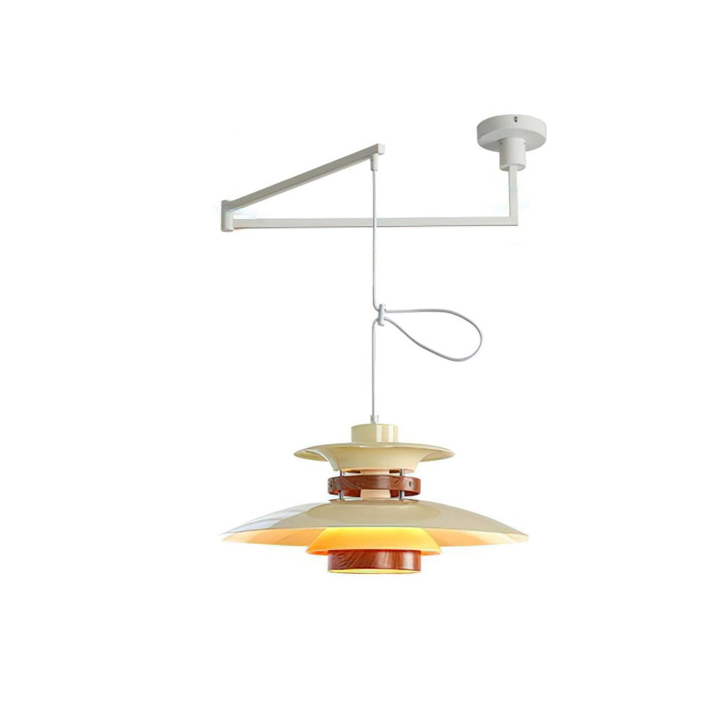 Lampada a sospensione – Metallo e legno – Nero – Altezza regolabile – Design scandinavo per sala da pranzo e soggiorno