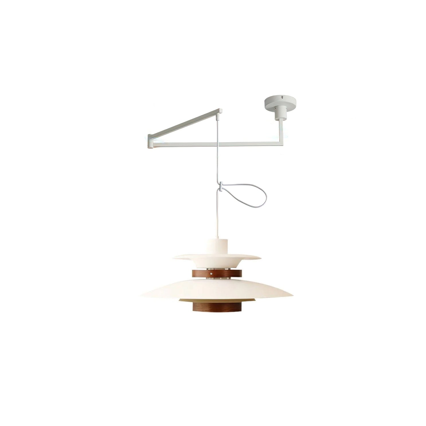 Lampada a sospensione – Metallo e legno – Nero – Altezza regolabile – Design scandinavo per sala da pranzo e soggiorno