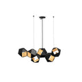 Lampadario – Metallo e Vetro – Nero con Oro – 6/8/10 Punti Luce – Design Geometrico Moderno per Sala da Pranzo