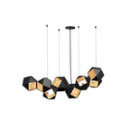 Lampadario – Metallo e Vetro – Nero con Oro – 6/8/10 Punti Luce – Design Geometrico Moderno per Sala da Pranzo