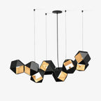 Lampadario – Metallo e Vetro – Nero con Oro – 6/8/10 Punti Luce – Design Geometrico Moderno per Sala da Pranzo