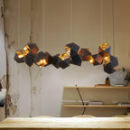 Lampadario – Metallo e Vetro – Nero con Oro – 6/8/10 Punti Luce – Design Geometrico Moderno per Sala da Pranzo
