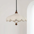 Lampada a sospensione – Tessuto – Bianco – Ø40 cm – Design a petali per sala da pranzo e soggiorno