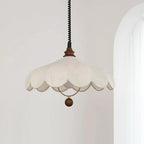 Lampada a sospensione – Tessuto – Bianco – Ø40 cm – Design a petali per sala da pranzo e soggiorno