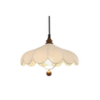 Lampada a sospensione – Tessuto – Bianco – Ø40 cm – Design a petali per sala da pranzo e soggiorno