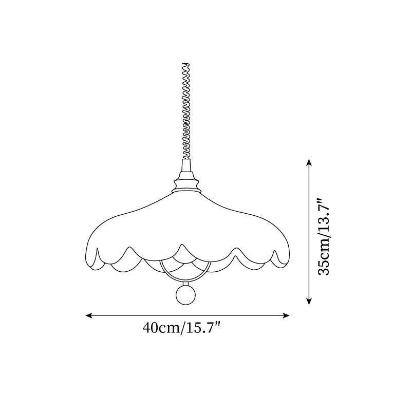Lampada a sospensione – Tessuto – Bianco – Ø40 cm – Design a petali per sala da pranzo e soggiorno