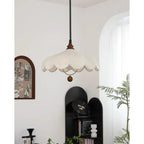 Lampada a sospensione – Tessuto – Bianco – Ø40 cm – Design a petali per sala da pranzo e soggiorno