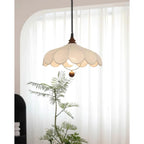 Lampada a sospensione – Tessuto – Bianco – Ø40 cm – Design a petali per sala da pranzo e soggiorno