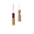 Lampadario – Travertino & Legno – Colori Naturali – Scultoreo – Moderno – Ideale per Tavolo da Pranzo e Soggiorno