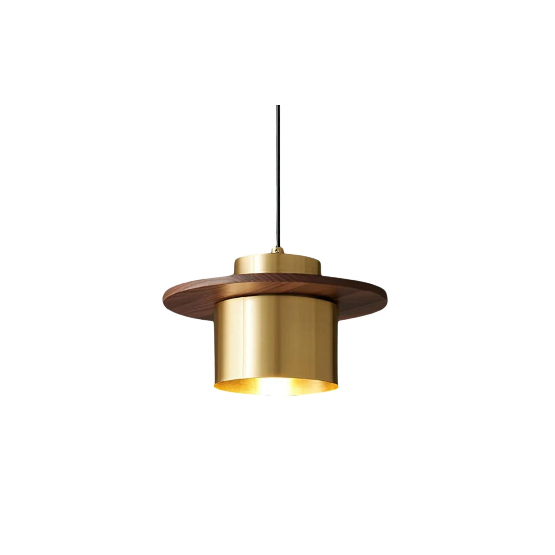 Lampada a sospensione – Legno di noce – Ottone/Nero – Altezza regolabile – Moderno-Elegante per la sala da pranzo