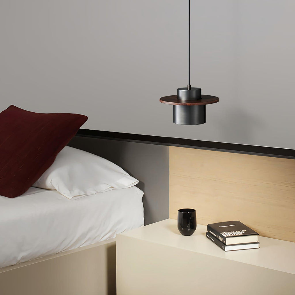 Lampada a sospensione – Legno di noce – Ottone/Nero – Altezza regolabile – Moderno-Elegante per la sala da pranzo