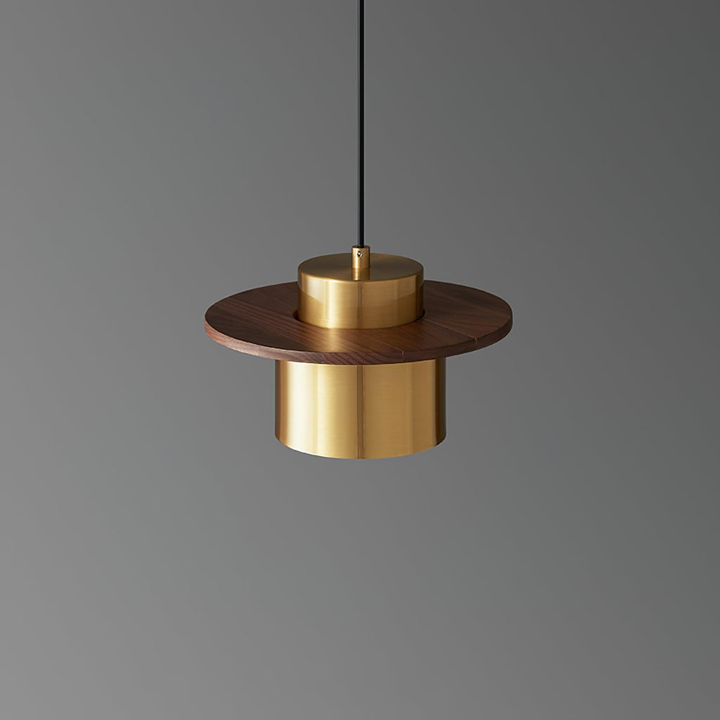 Lampada a sospensione – Legno di noce – Ottone/Nero – Altezza regolabile – Moderno-Elegante per la sala da pranzo