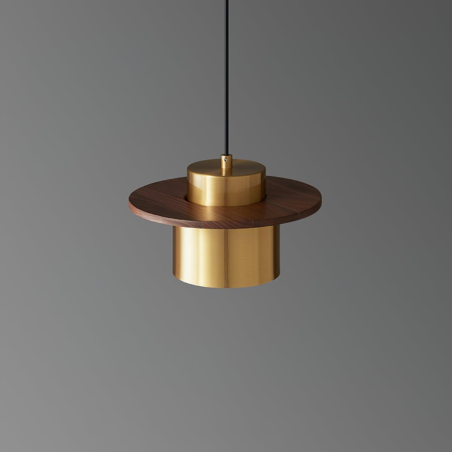Lampada a sospensione – Legno di noce – Ottone/Nero – Altezza regolabile – Moderno-Elegante per la sala da pranzo