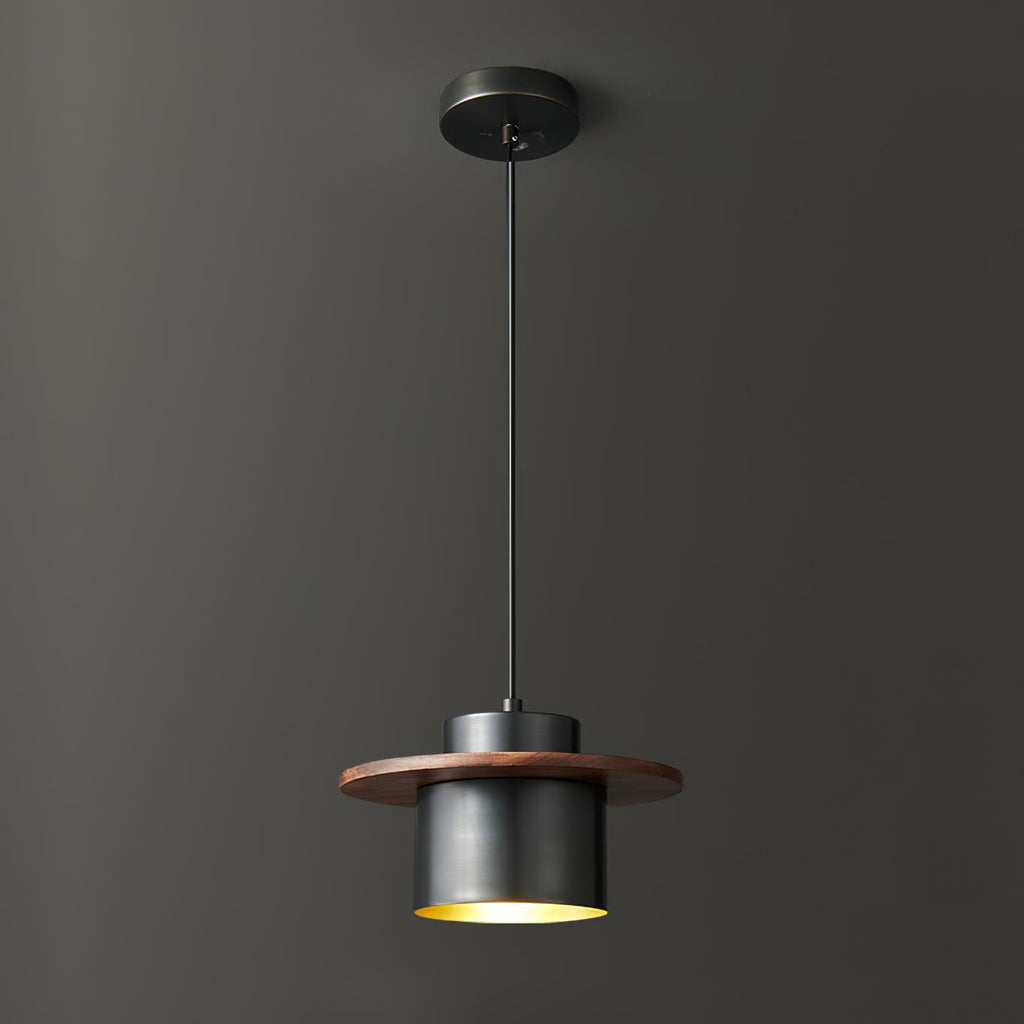 Lampada a sospensione – Legno di noce – Ottone/Nero – Altezza regolabile – Moderno-Elegante per la sala da pranzo