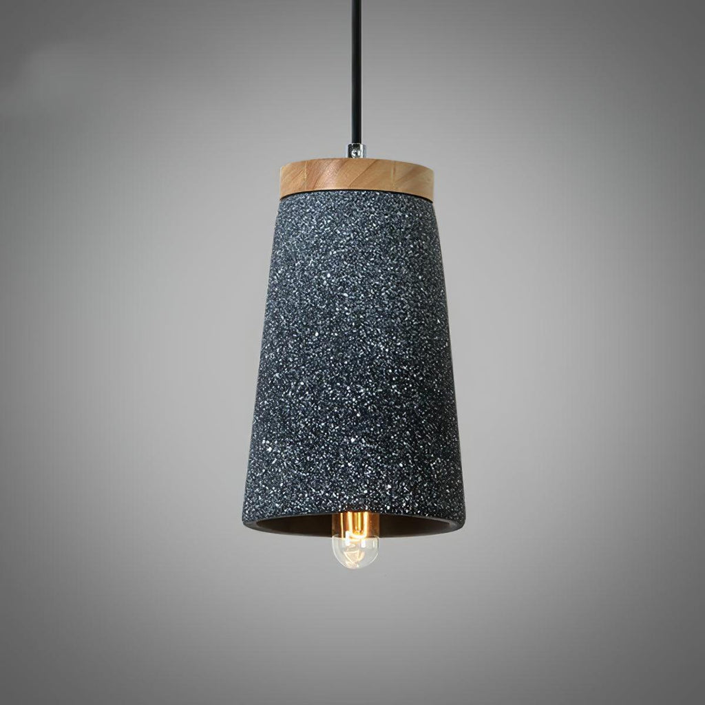 Lampada a sospensione – Cemento & Legno – Grigio – Ø 30 cm – Stile Industriale per Tavolo da Pranzo e Cucina