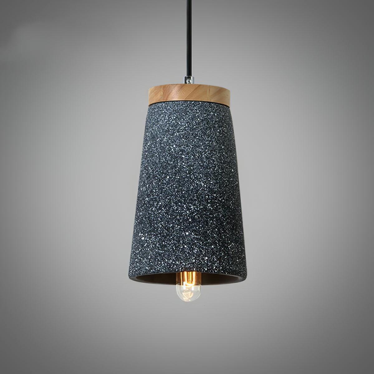 Lampada a sospensione – Cemento & Legno – Grigio – Ø 30 cm – Stile Industriale per Tavolo da Pranzo e Cucina