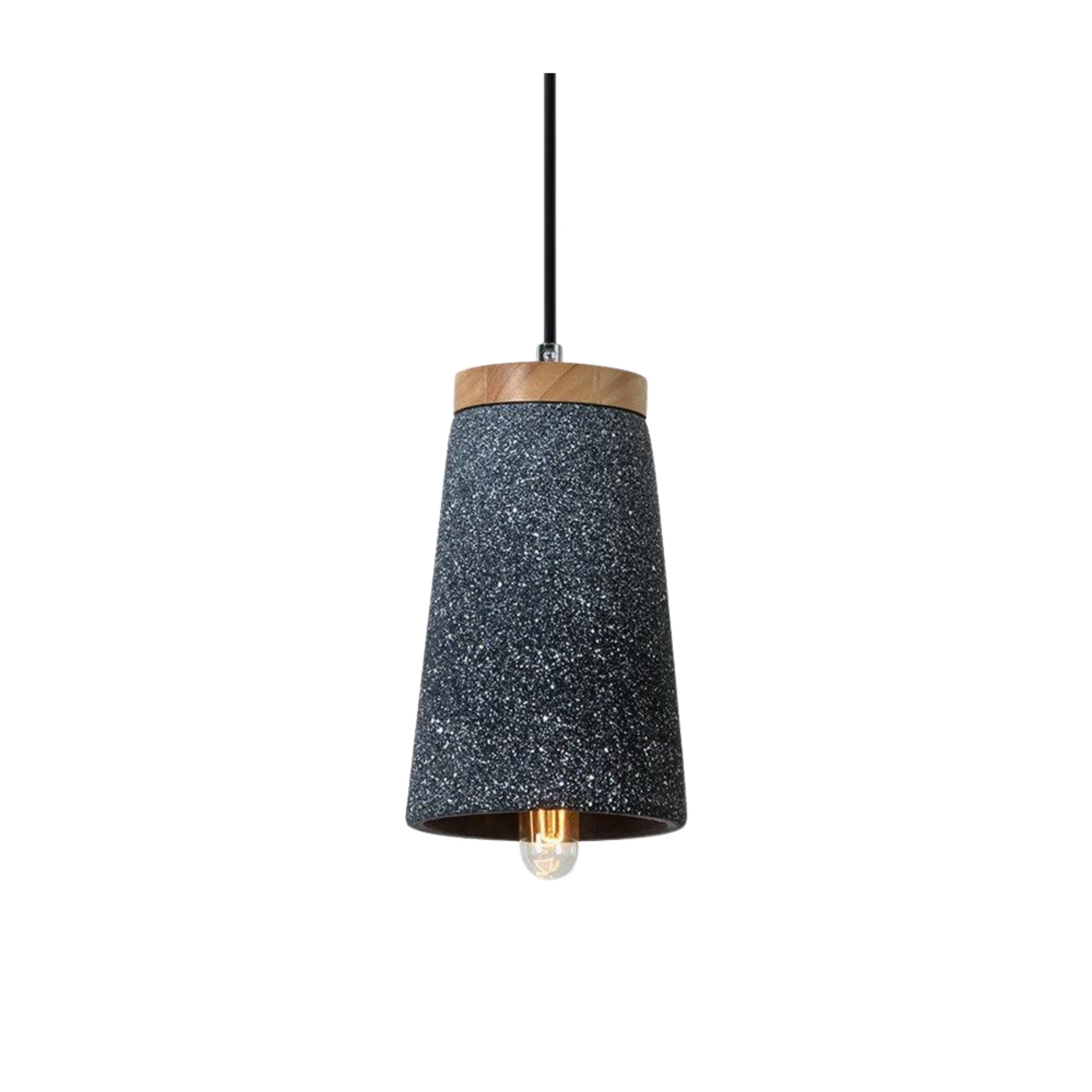 Lampada a sospensione – Cemento & Legno – Grigio – Ø 30 cm – Stile Industriale per Tavolo da Pranzo e Cucina
