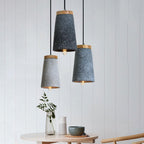 Lampada a sospensione – Cemento & Legno – Grigio – Ø 30 cm – Stile Industriale per Tavolo da Pranzo e Cucina