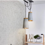 Lampada a sospensione – Cemento & Legno – Grigio – Ø 30 cm – Stile Industriale per Tavolo da Pranzo e Cucina