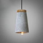 Lampada a sospensione – Cemento & Legno – Grigio – Ø 30 cm – Stile Industriale per Tavolo da Pranzo e Cucina