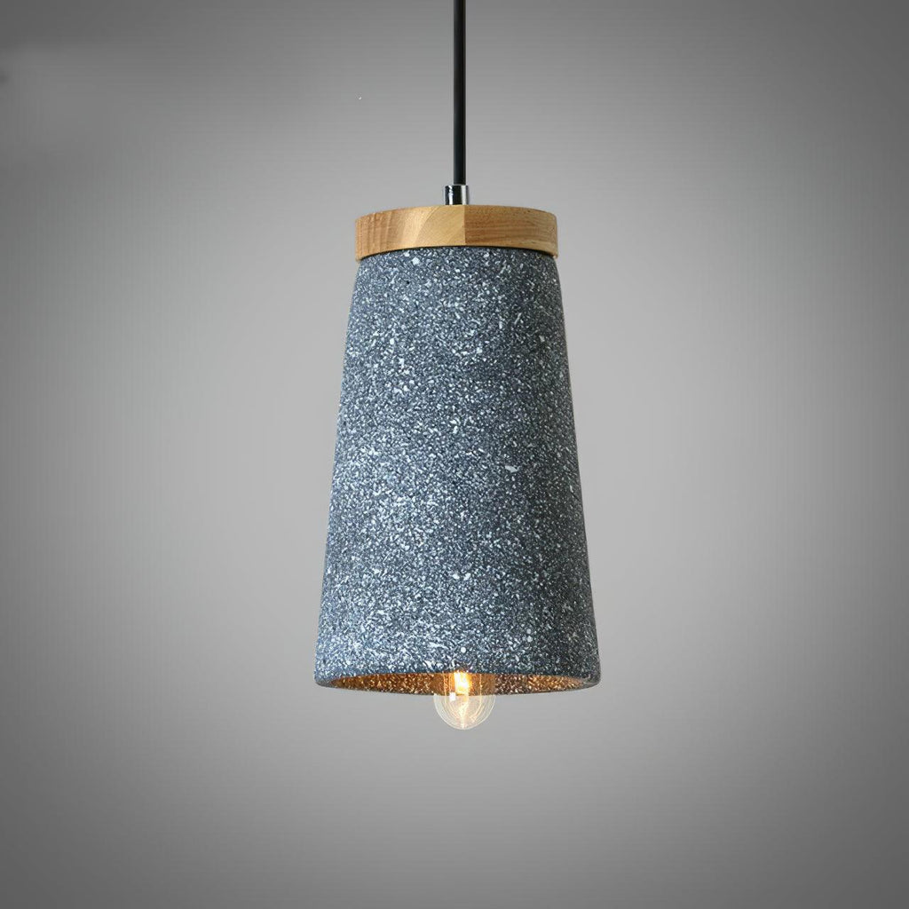 Lampada a sospensione – Cemento & Legno – Grigio – Ø 30 cm – Stile Industriale per Tavolo da Pranzo e Cucina