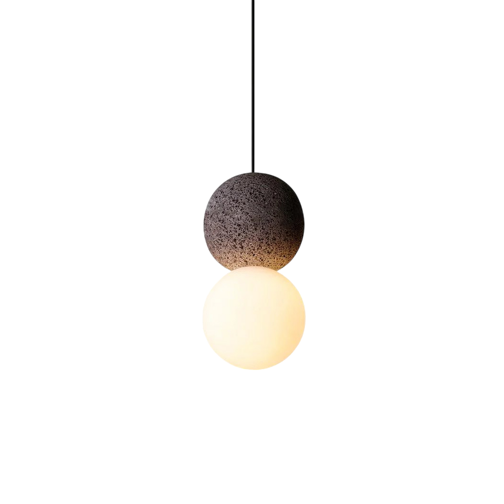 Lampada a Sospensione in Pietra Obsidiana Minimalista