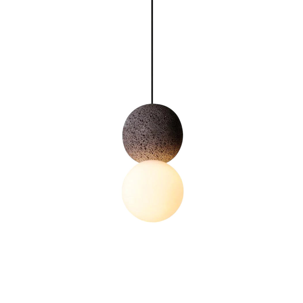 Lampada a Sospensione in Pietra Obsidiana Minimalista