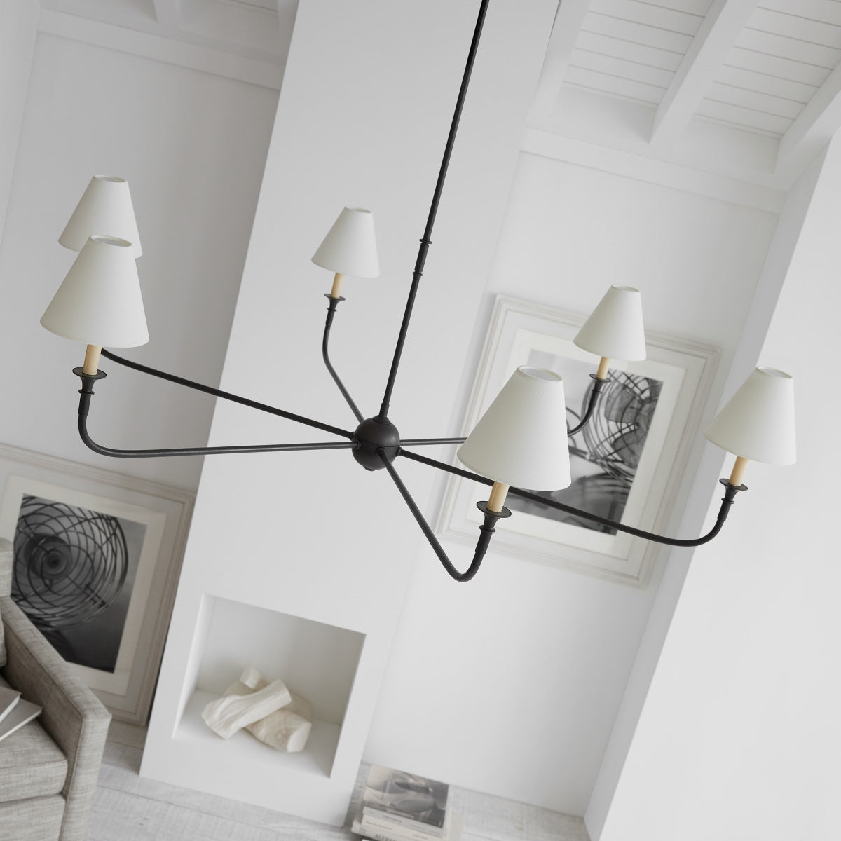 Lampadario Grande in Tessuto Industriale Vintage Arthaila