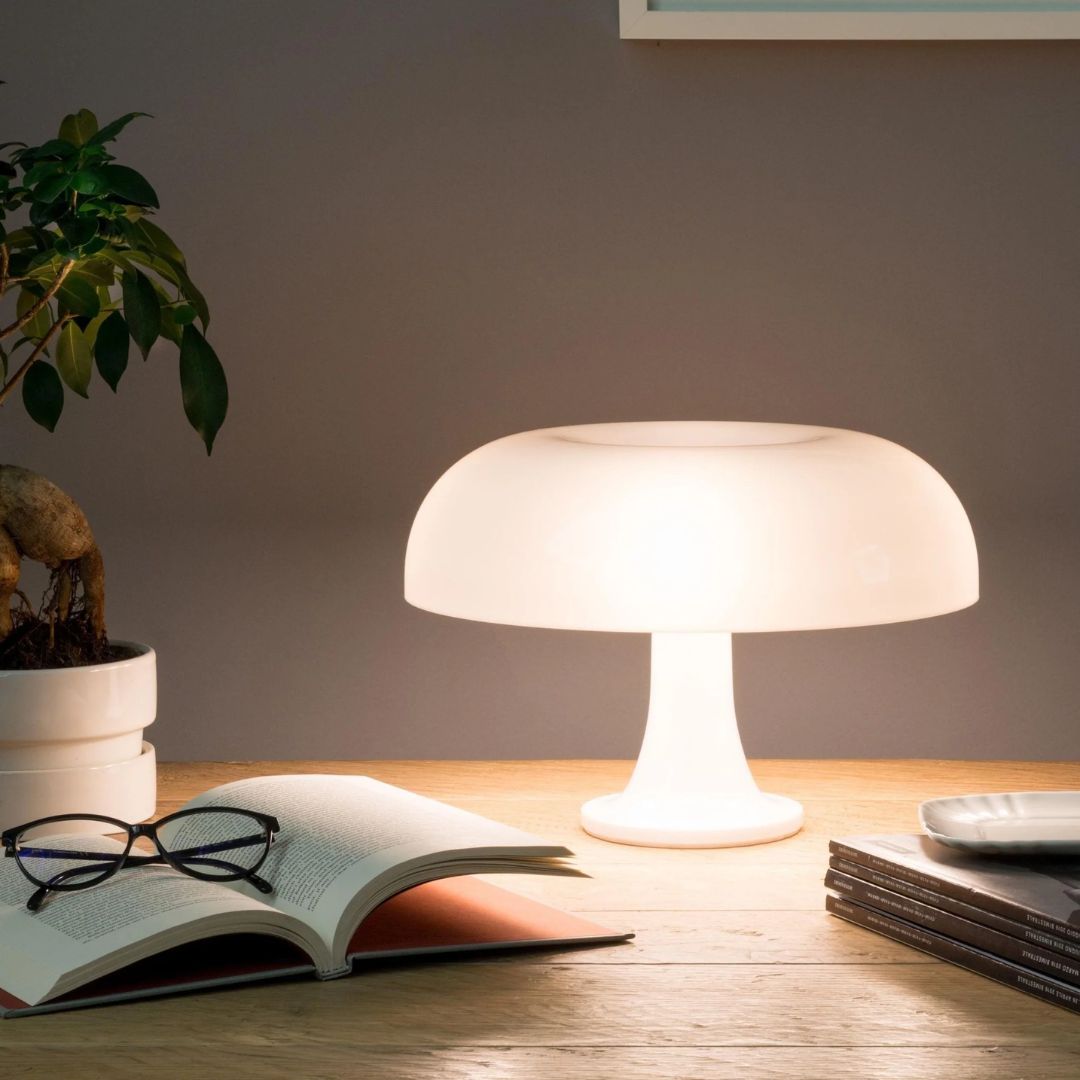 Lampada a fungo – Ferro & Vetro – Design Retro – 20×28 cm – Dimmerabile a 3 livelli, lampada da tavolo LED per accenti eleganti