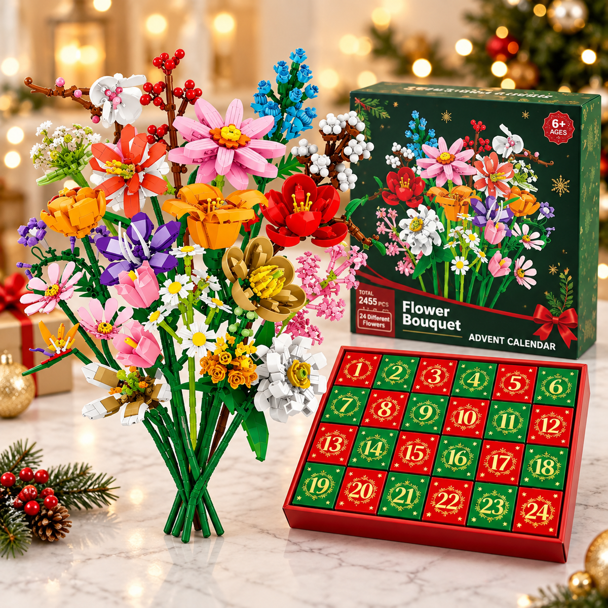 "Bloom & Build" calendario dell'avvento – Costruisci il tuo bouquet di Natale magico