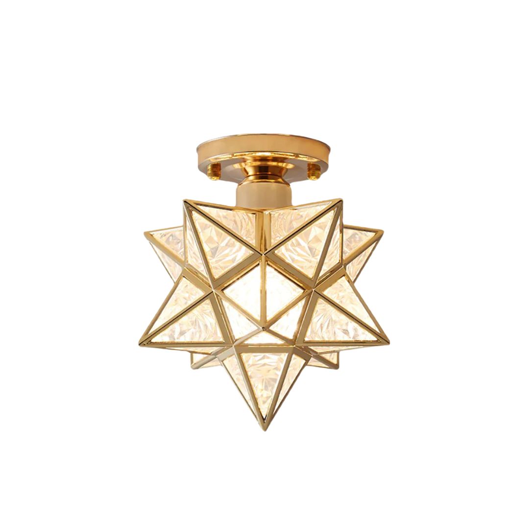Lampada da soffitto Pinlo – Metallo – Oro – Ø 20 cm – Design elegante a forma di stella per soggiorno e camera da letto