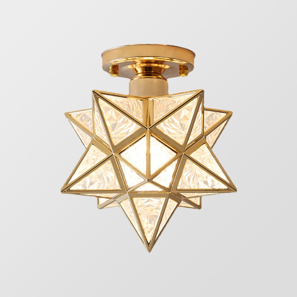Lampada da soffitto Pinlo – Metallo – Oro – Ø 20 cm – Design elegante a forma di stella per soggiorno e camera da letto