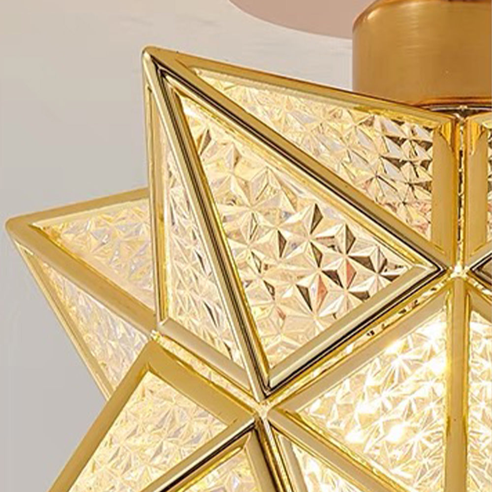 Lampada da soffitto Pinlo – Metallo – Oro – Ø 20 cm – Design elegante a forma di stella per soggiorno e camera da letto