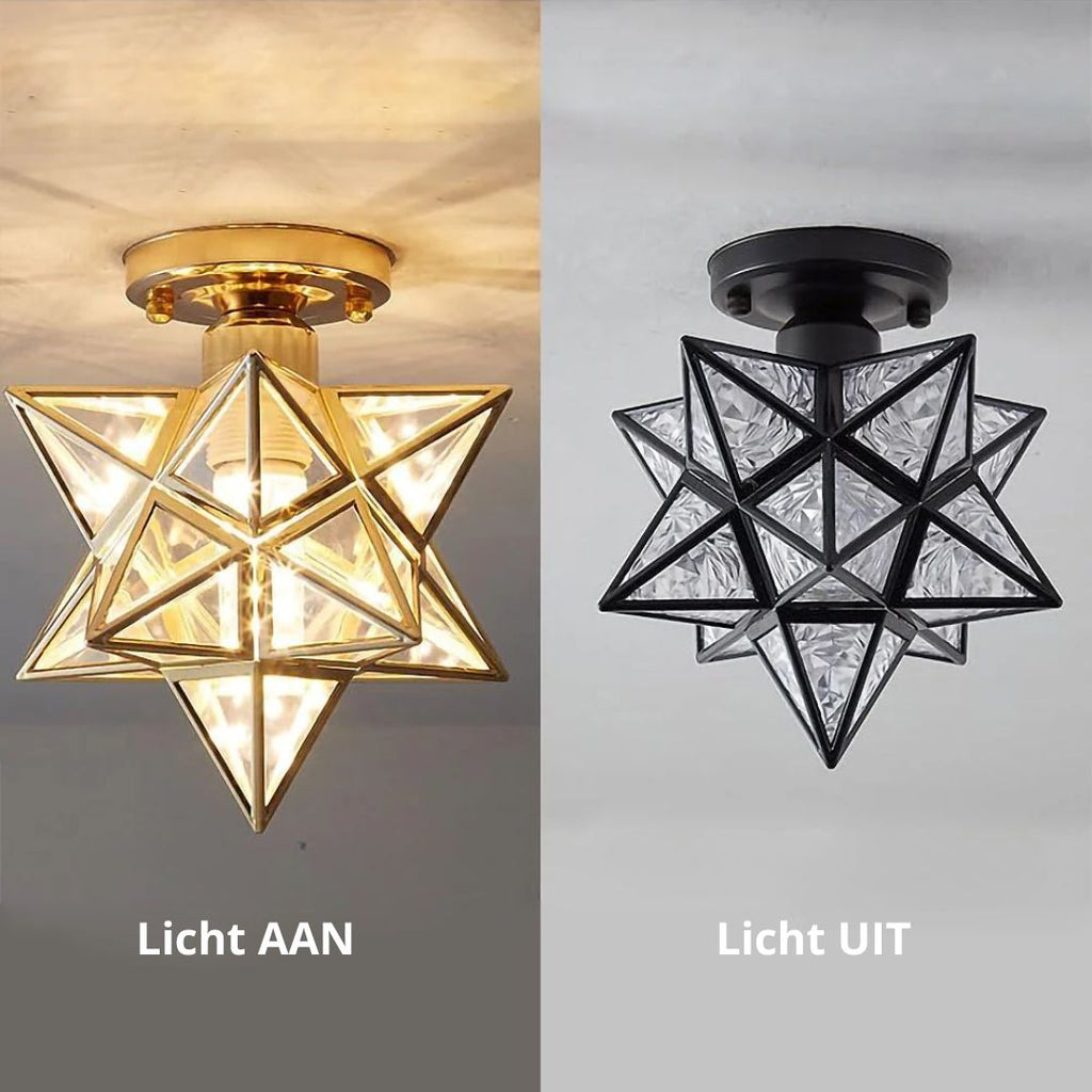 Lampada da soffitto Pinlo – Metallo – Oro – Ø 20 cm – Design elegante a forma di stella per soggiorno e camera da letto