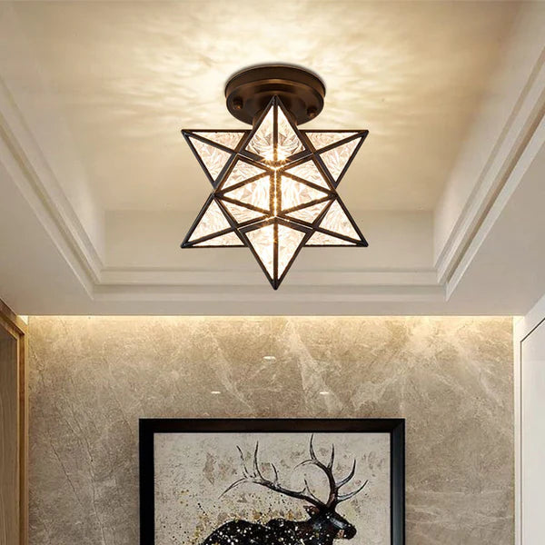 Lampada da soffitto Pinlo – Metallo – Oro – Ø 20 cm – Design elegante a forma di stella per soggiorno e camera da letto