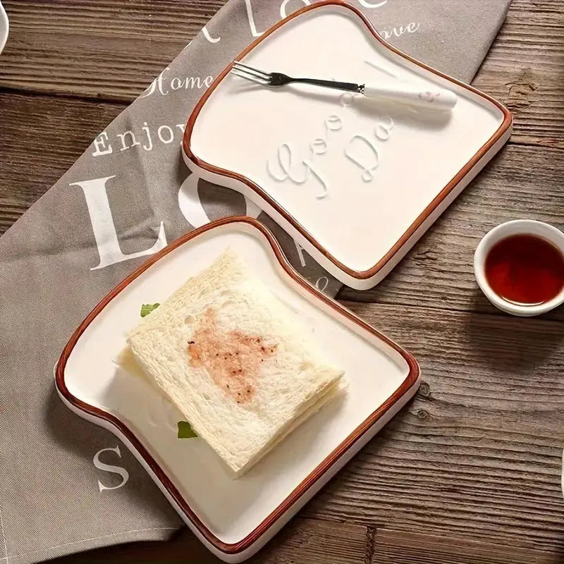 Piatto Ceramico a Forma di Toast Platti
