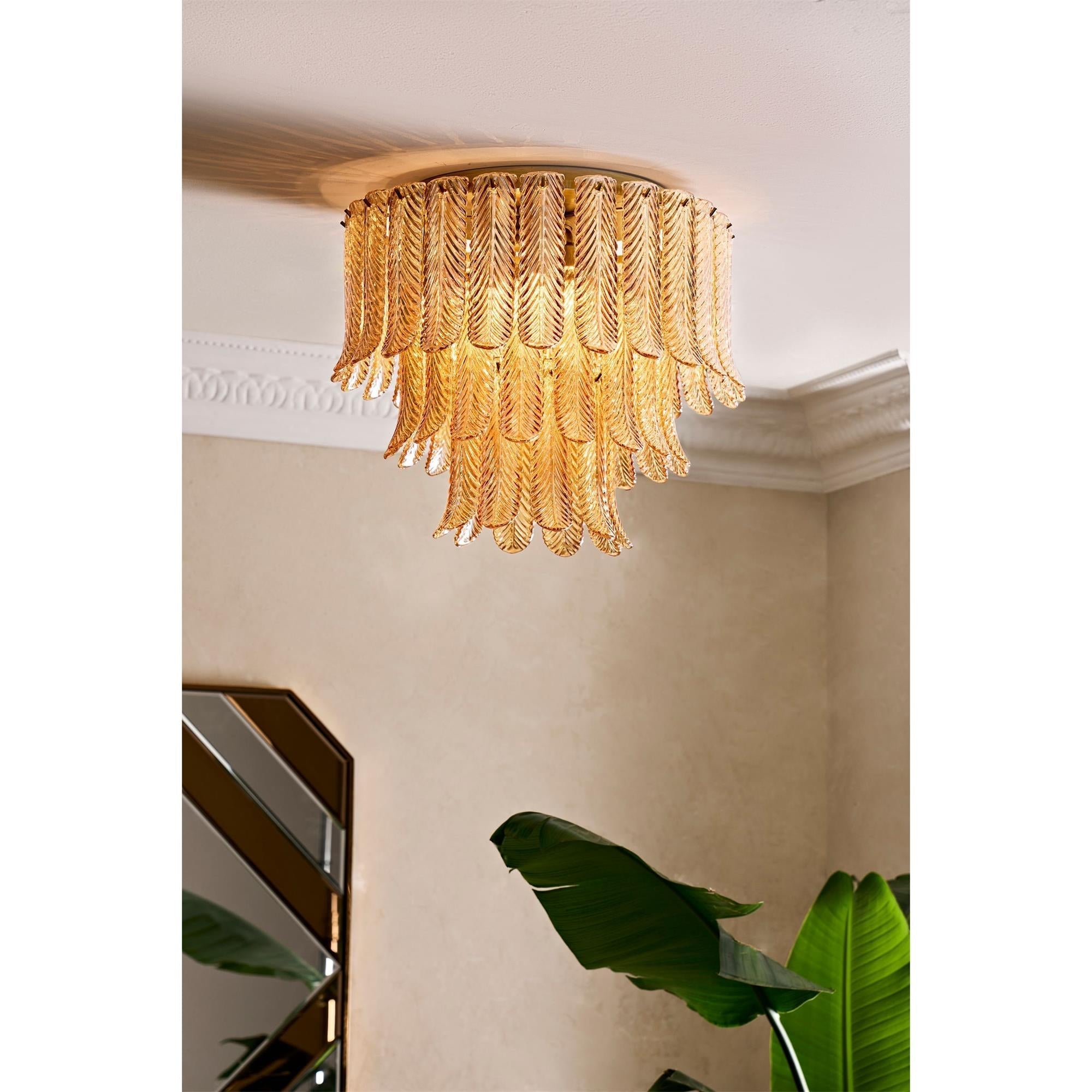 Lampada da soffitto in vetro e ottone di lusso postmoderna Vosolara