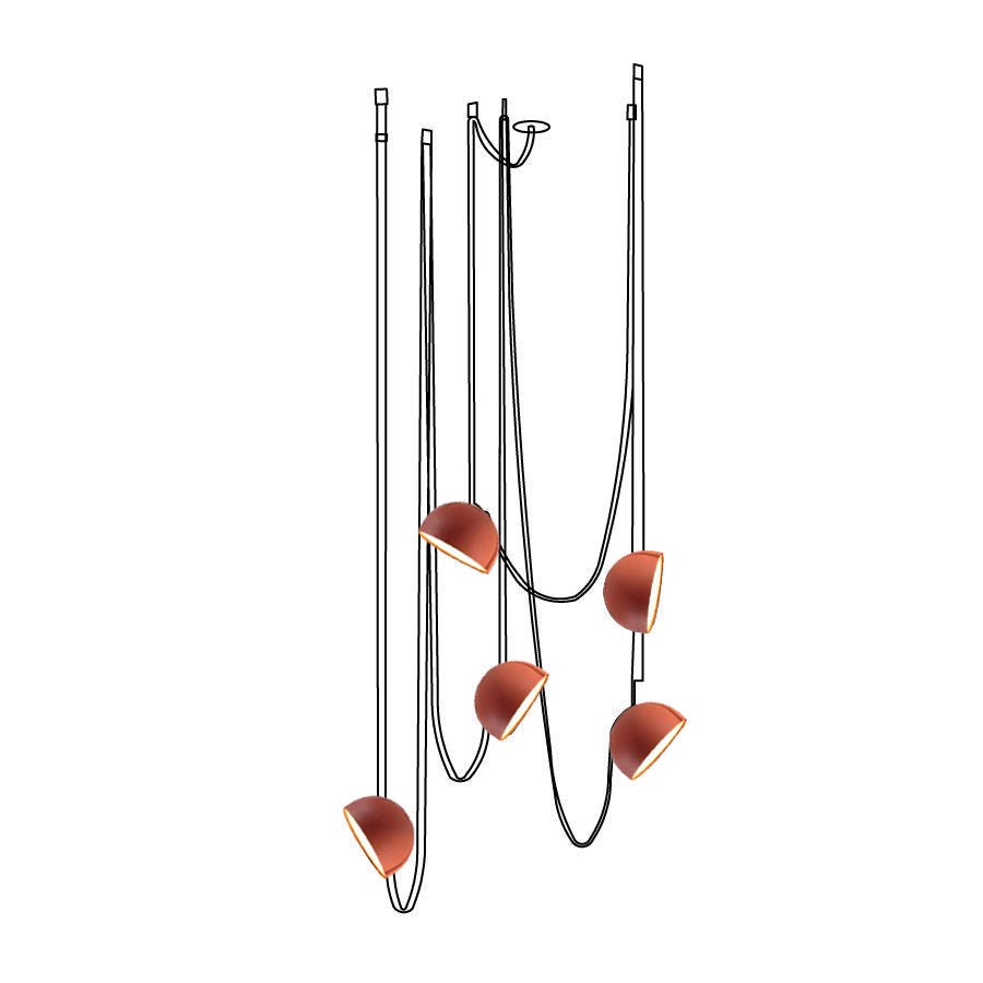 Lampada a sospensione in tela con combinazione di cinghie