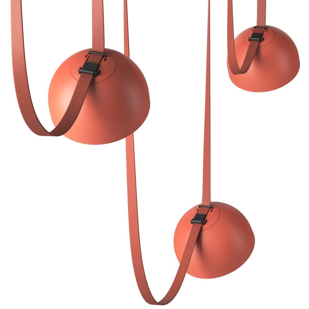 Lampada a sospensione in tela con combinazione di cinghie