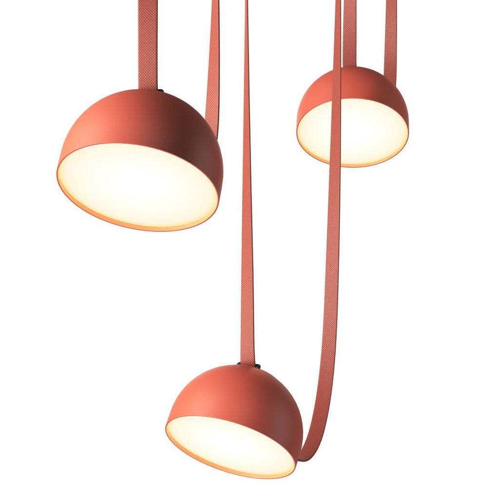 Lampada a sospensione in tela con combinazione di cinghie