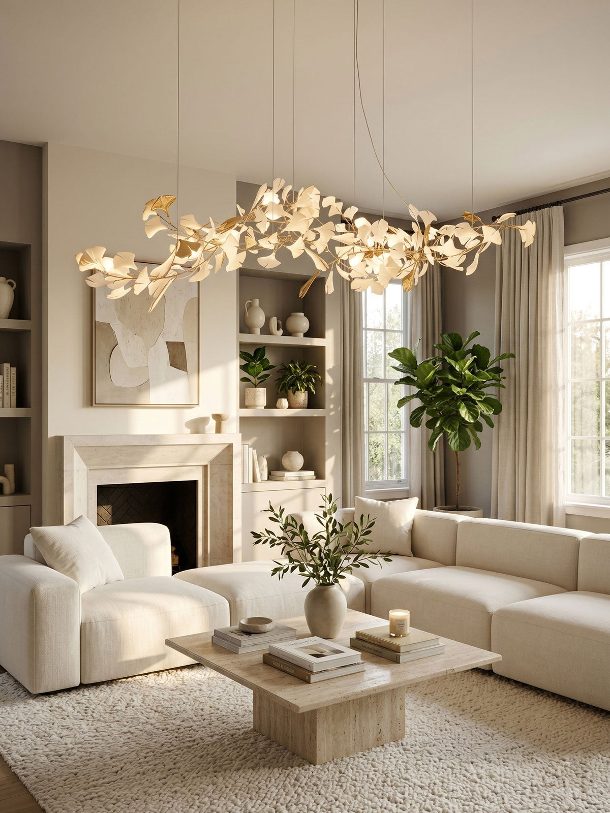 Lampadario in Porcellana Gingko