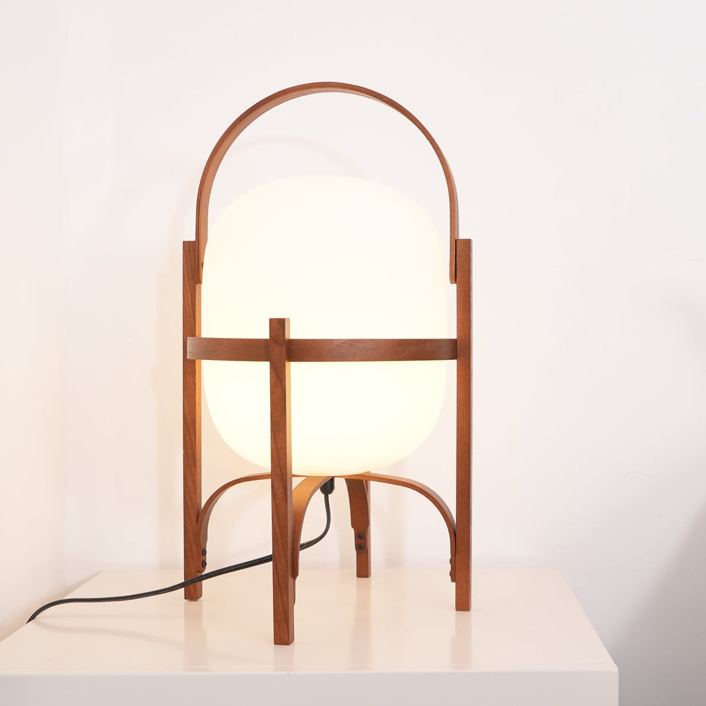 Lampada da Tavolo in Vetro a Forma di Lanterna Portatile