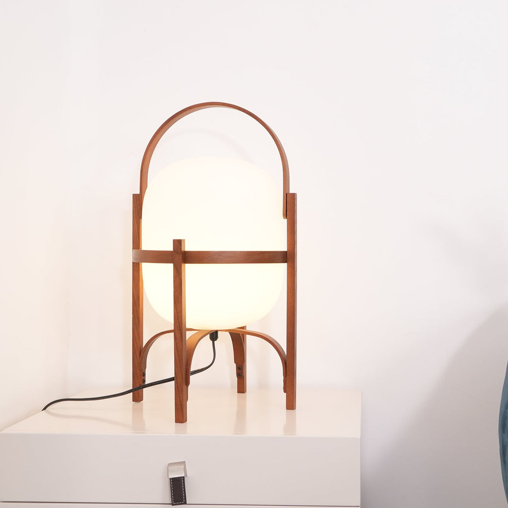 Lampada da Tavolo in Vetro a Forma di Lanterna Portatile