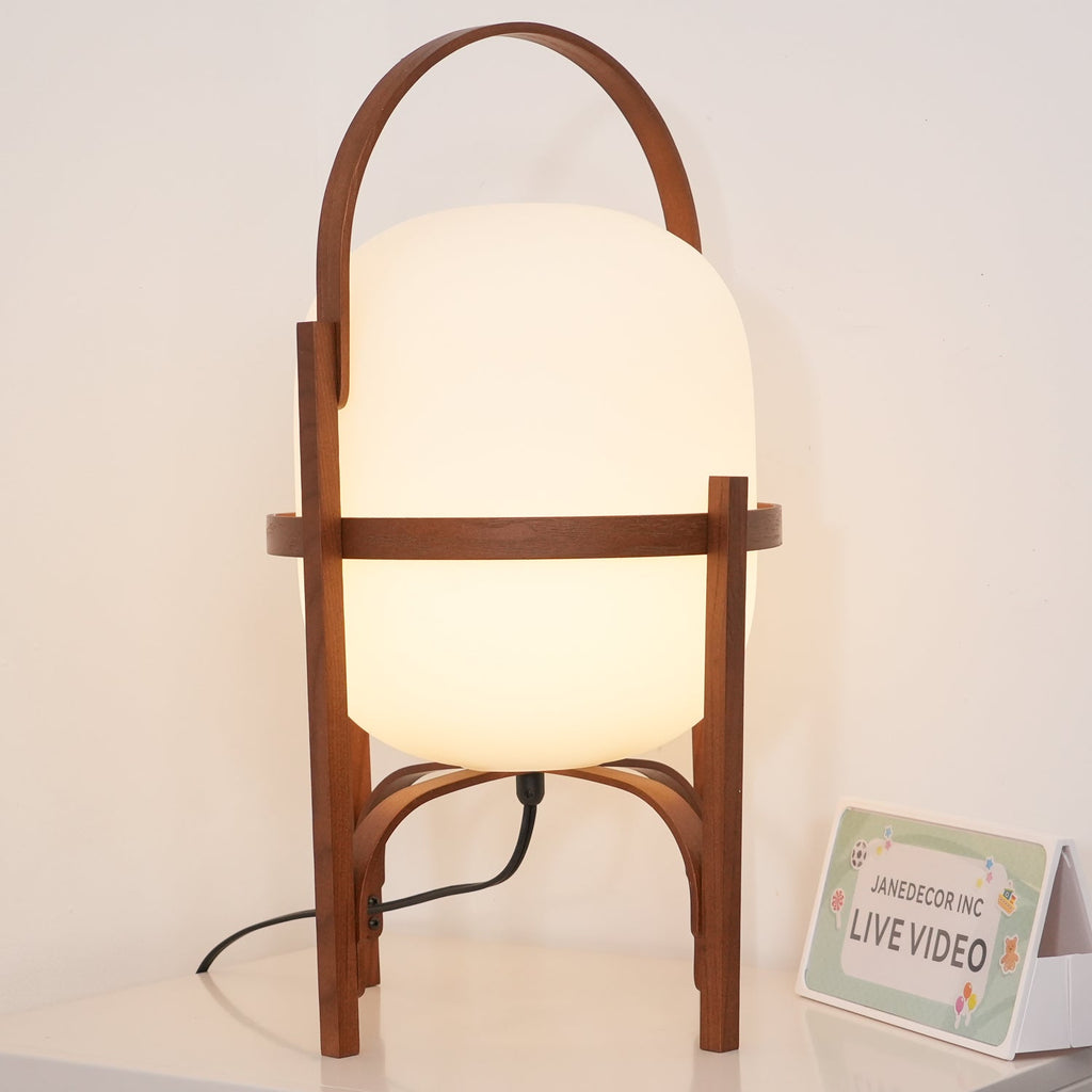 Lampada da Tavolo in Vetro a Forma di Lanterna Portatile