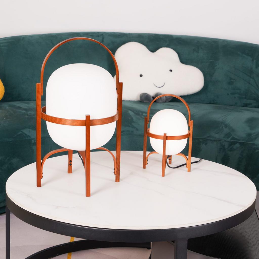 Lampada da Tavolo in Vetro a Forma di Lanterna Portatile