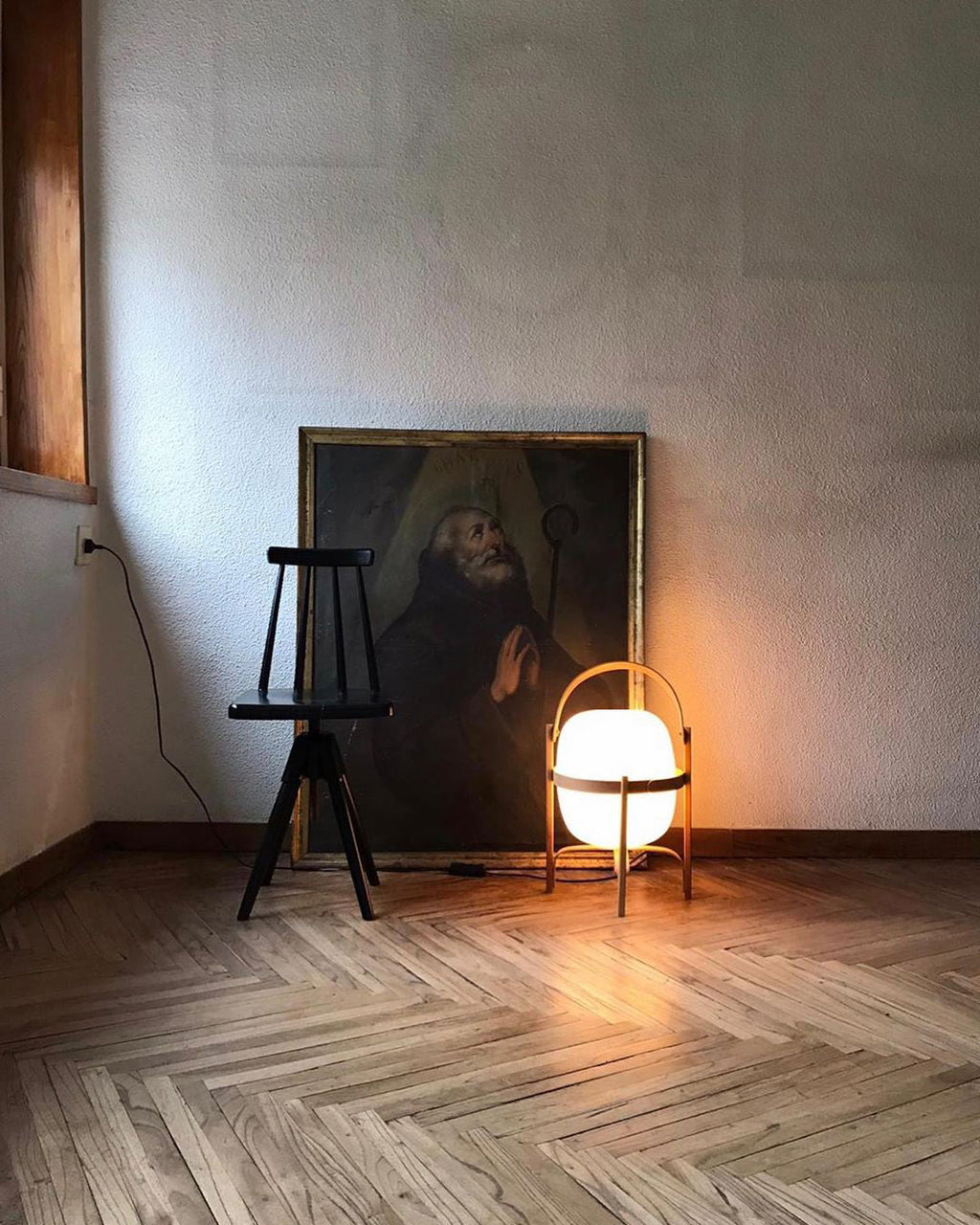 Lampada da Tavolo in Vetro a Forma di Lanterna Portatile