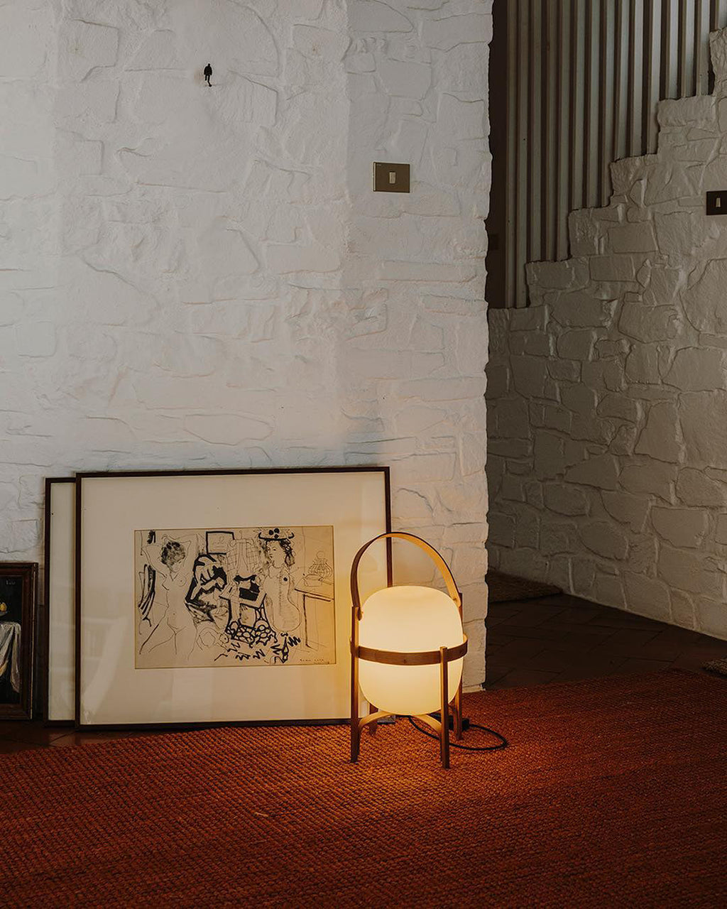 Lampada da Tavolo in Vetro a Forma di Lanterna Portatile