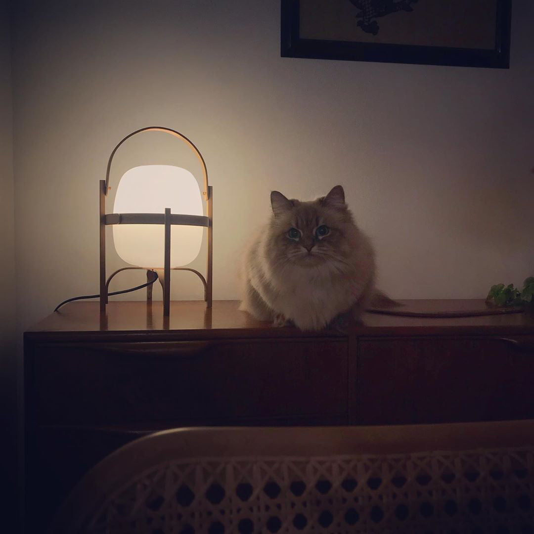 Lampada da Tavolo in Vetro a Forma di Lanterna Portatile