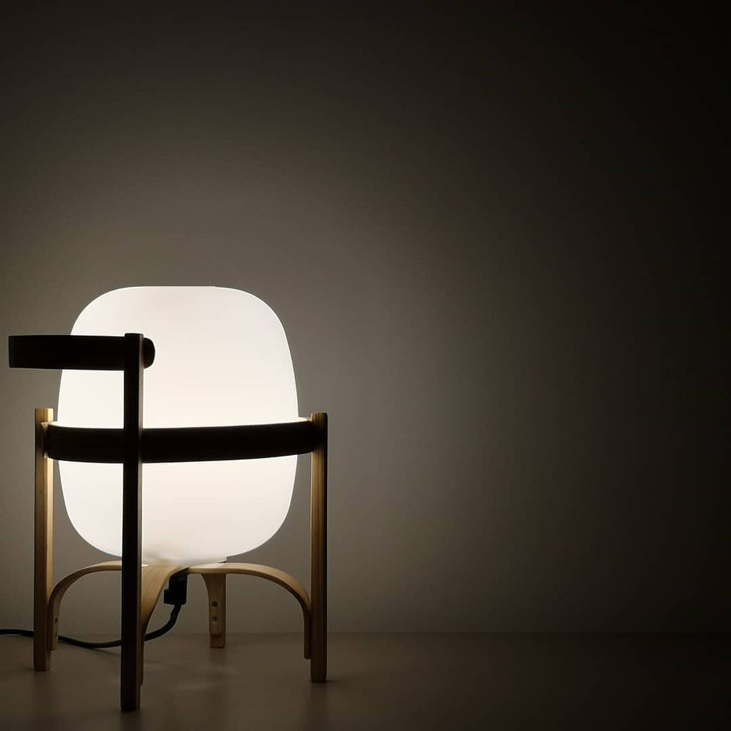 Lampada da Tavolo in Vetro a Forma di Lanterna Portatile